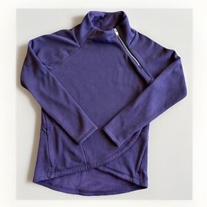 Athleta Sweatshirt‎ Womens Petite Small Purple Fleece 1/4 Zip Mock Neck Pullover